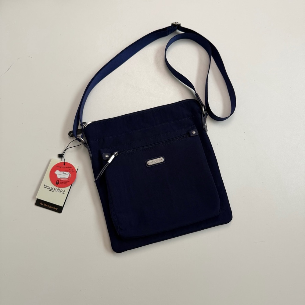 Baggallini Purse Go Bagg Crossbody Phone Wristlet RFID Pockets Nylon Travel Blue